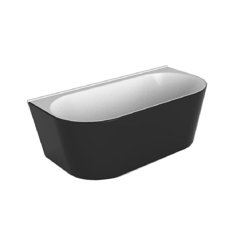 Decina Alegra Back to Wall Freestanding Bath 1700mm w/Overflow Black & White AG1700BIO