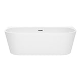 Amelie Deauville Back to Wall Freestanding Bath 1500mm (With Oveflow) Gloss White BDOKIN1500BTWFB-OF