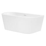 Amelie Deauville Back to Wall Freestanding Bath 1500mm (With Oveflow) Gloss White BDOKIN1500BTWFB-OF