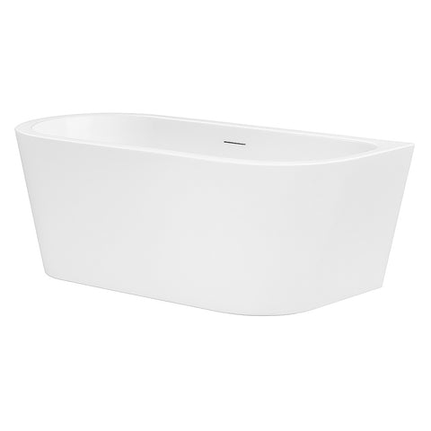 Amelie Deauville Back to Wall Freestanding Bath 1500mm (With Oveflow) Gloss White BDOKIN1500BTWFB-OF