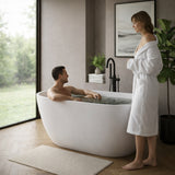 Amelie Petro Stone Bath Freestanding 1700mm (with Overflow) Matte White BDOSA17MWOF
