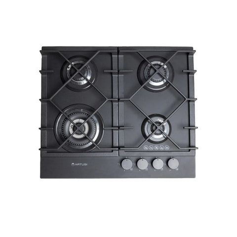 Artusi Built-In Gas Cooktop 600mm Nano Matte Black AGH6400NB