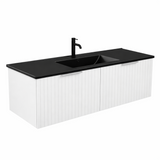 Fienza Bayview Wall Hung Vanity 1200mm 2 Doors Ultra White Matt / Dolce Matte Black Top B120W-DB