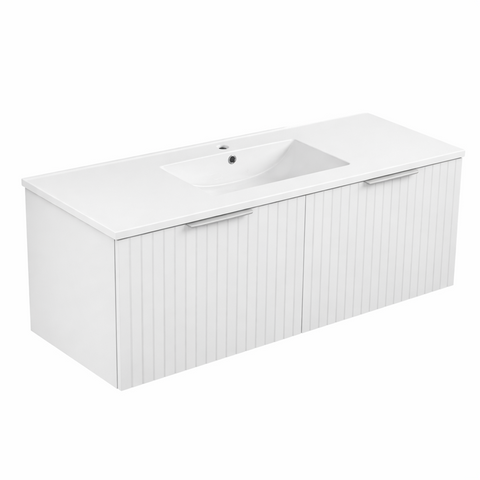 Fienza Bayview Wall Hung Vanity 1200mm 2 Doors Ultra White Matt / Dolce Top B120W-D