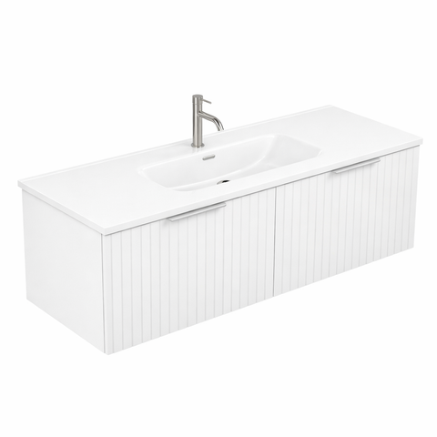 Fienza Bayview Wall Hung Vanity 1200mm 2 Doors Ultra White Matt / Joli Top B120W-J