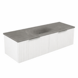 Fienza Bayview Wall Hung Vanity 1200mm 2 Doors Ultra White Matt / Satori Concrete Top B120W-SC