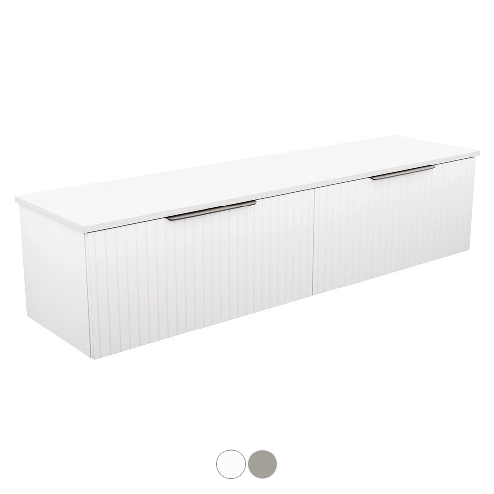 Fienza Bayview Wall Hung Cabinet Only 1800mm Single Bowl 2 Doors Ultra White Matt B180WS