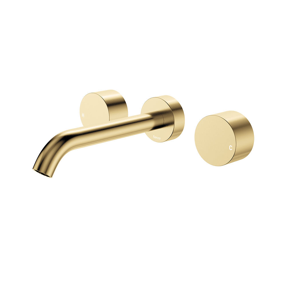Fienza Kaya Round Taps Wall Basin /Bath 180mm Outlet Set Lead Free Urban Brass 338102UB-LF