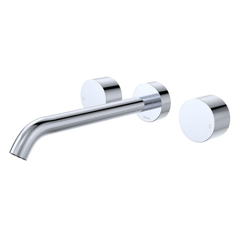 Fienza Kaya Round Taps Wall Basin /Bath 220mm Outlet Set Lead Free Chrome 338102-220-LF