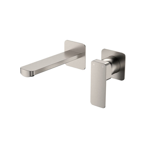 Fienza Tono Basin/Bath Wall Mixer Set 160mm Outlet Square Plates Lead Free Brushed Nickel 233104BN-LF