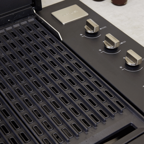 Artusi 2 Burner Built In Gas BBQ 60cm w/ Cast Iron Trivets Matte Black ABBQ3MB