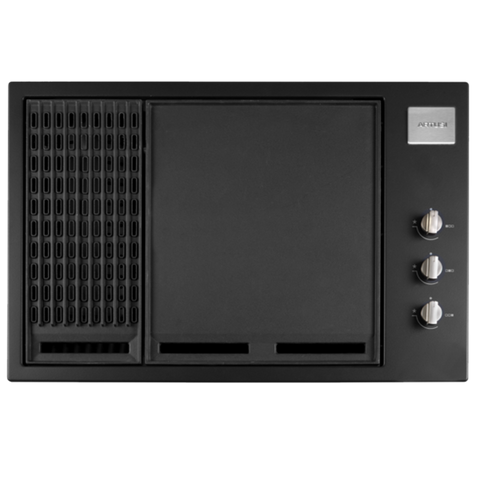 Artusi 3 Burner Built In Gas BBQ 80cm w/ Cast Iron Trivets Matte Black ABBQ2MB
