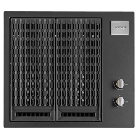 Artusi 2 Burner Built In Gas BBQ 60cm w/ Cast Iron Trivets Matte Black ABBQ3MB