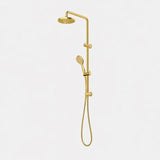 Amelie Essentiel Twin Shower Rail Set w/ 200mm Round Head Brushed Brass BDO18201BG
