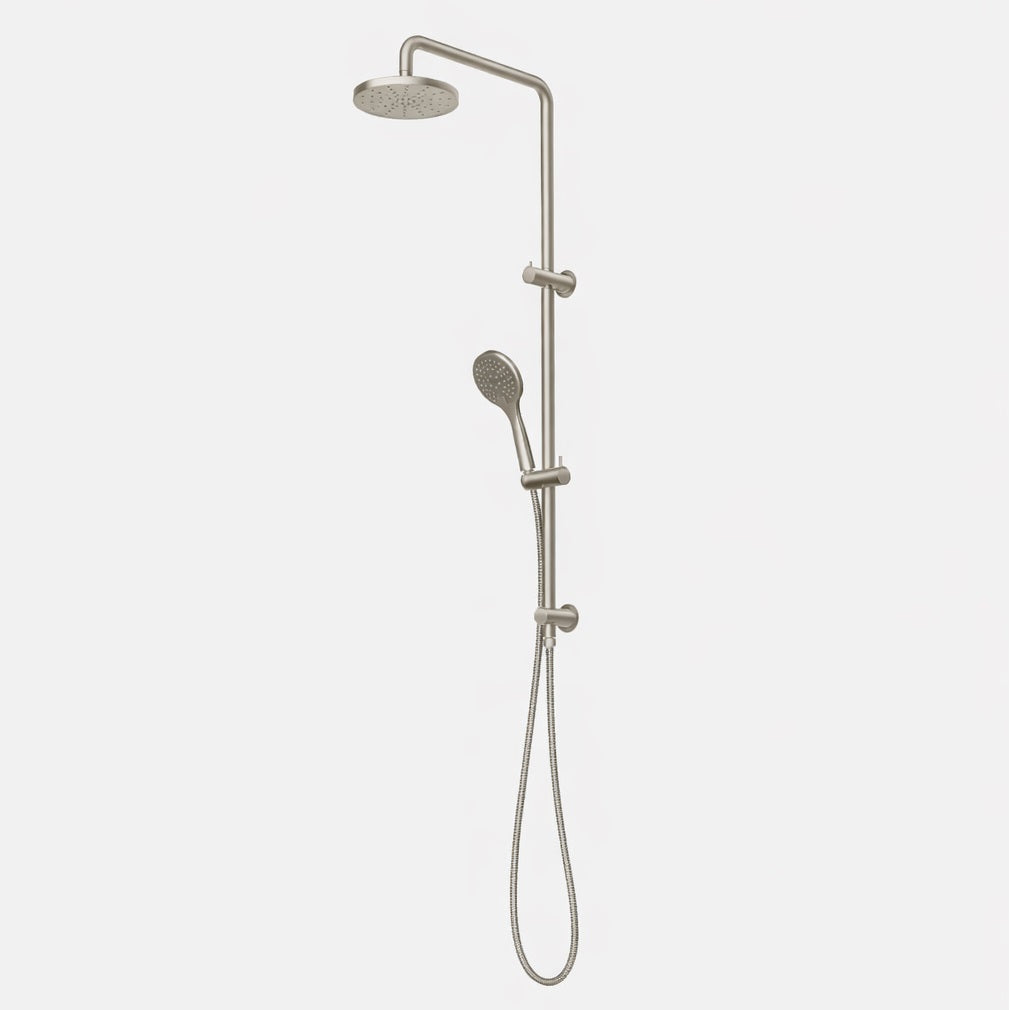 Amelie Essentiel Twin Shower Rail Set w/ 200mm Round Head Brushed Nickel BDO18201BN