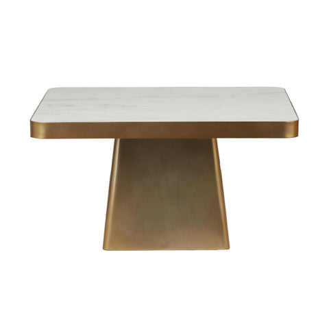 Grand Designs Dutton Coffee Table Gold/White Marble 80x80x40cm