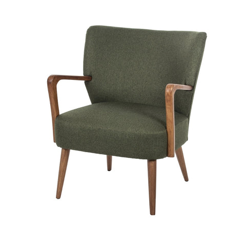 Academy Darcy Arm Chair Dark Green Herringbone/Walnut 66.5x73.5x81cm