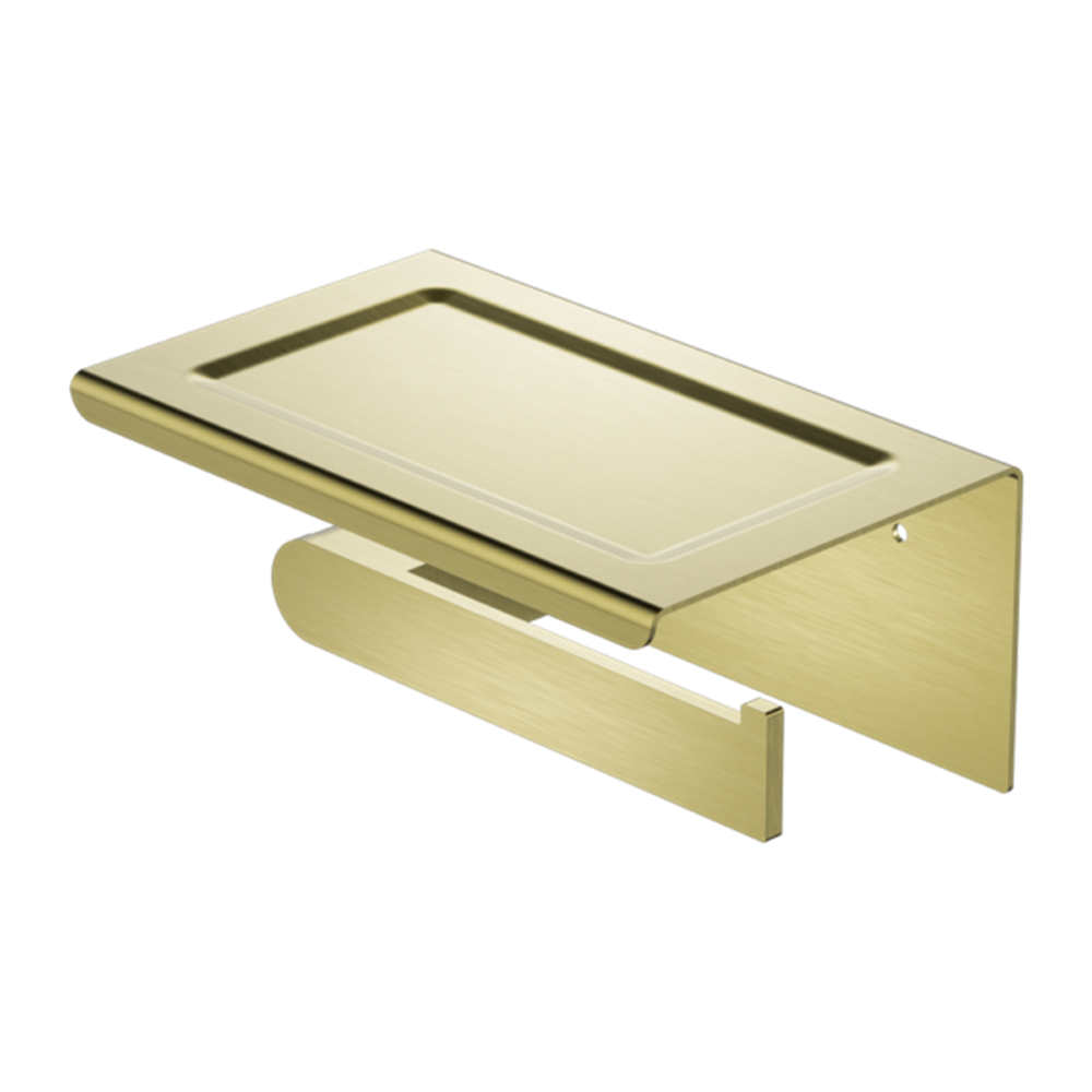 Amelie Royale Premium Toilet Roll Holder w/ Phone Holder Brushed Gold BDO9086ABG