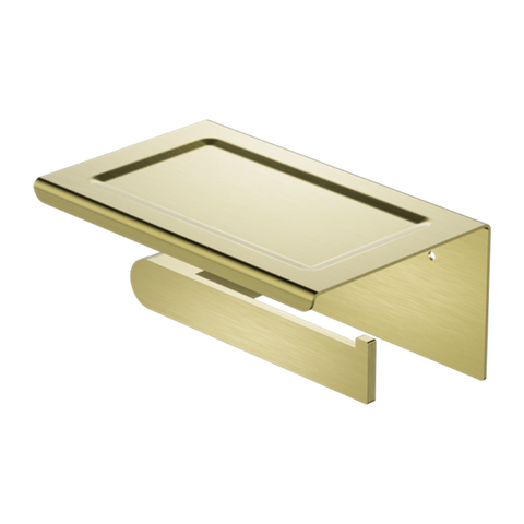Amelie Royale Premium Toilet Roll Holder w/ Phone Holder Brushed Gold BDO9086ABG
