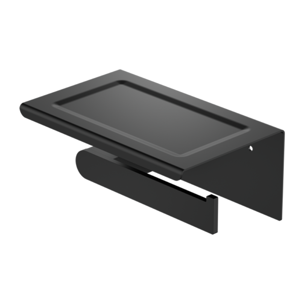 Amelie Royale Premium Toilet Roll Holder w/ Phone Holder Matte Black BDO9086AMB