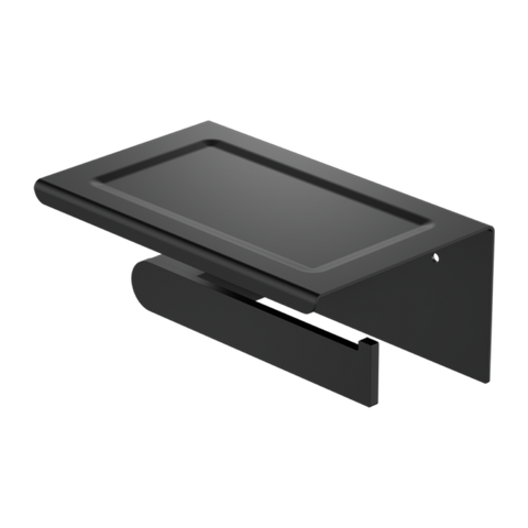 Amelie Royale Premium Toilet Roll Holder w/ Phone Holder Matte Black BDO9086AMB
