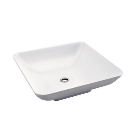 Fienza Evie Above Counter Basin (No taphole) w/ Chrome Pop Up Waste No Overflow Matte White TR4322-PU