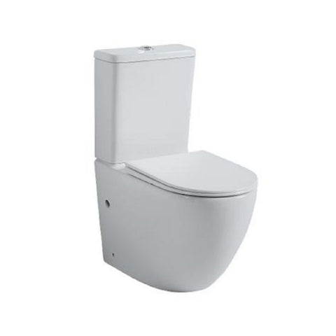 Amelie Deauville Round Back to Wall Toilet Tornado Flush w/ Soft Close UF Seat White BDOMINWFPSS