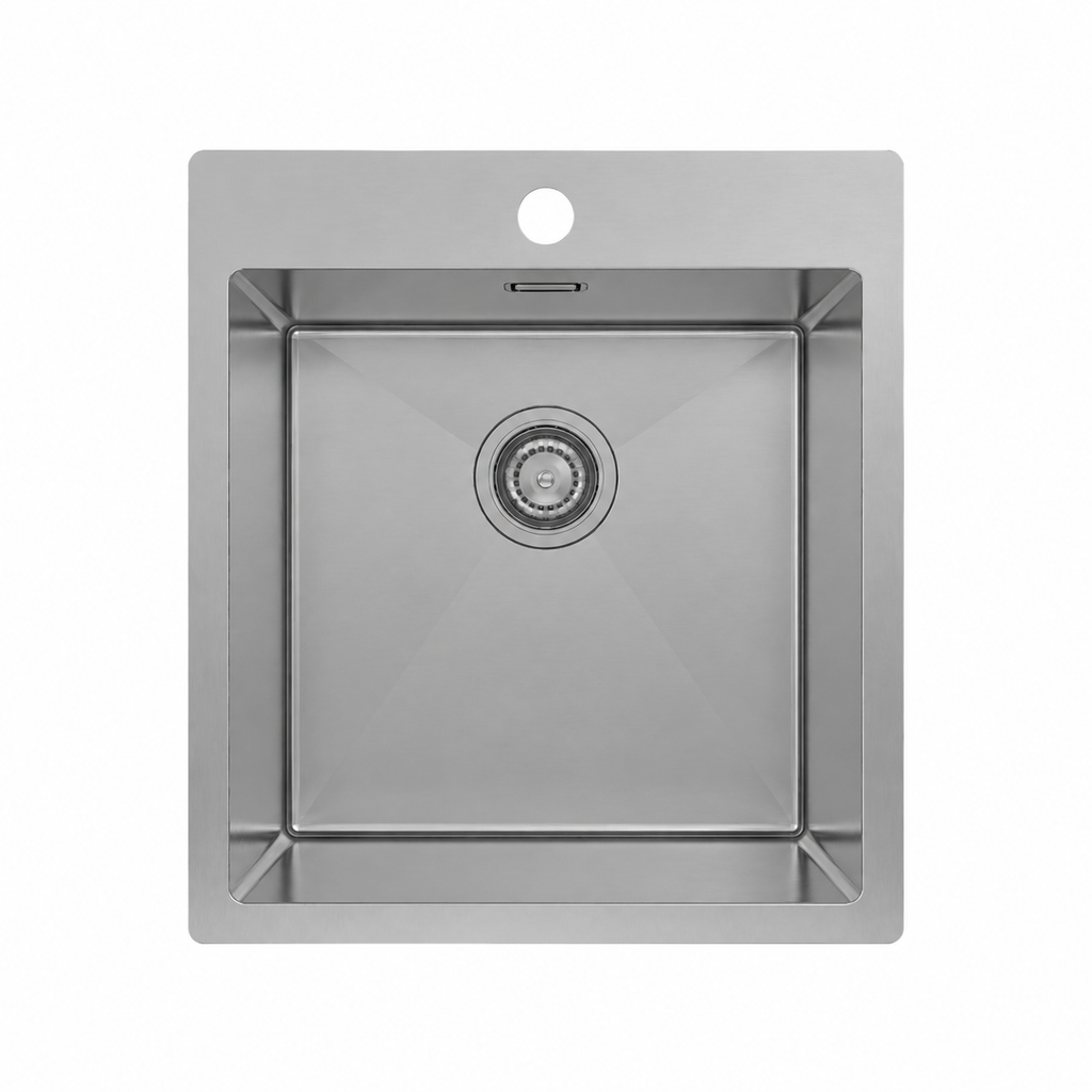 Amelie Deauville Kitchen Sink w/ 1 Taphole (Topmount) 450x450x250mm (With Overflow) Stainless Steel BDOSSTRATL35-OF