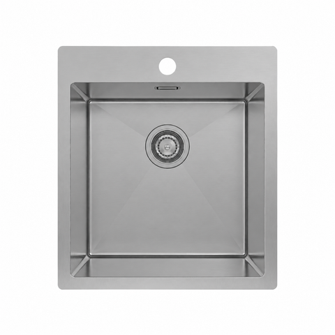 Amelie Deauville Kitchen Sink w/ 1 Taphole (Topmount) 450x450x250mm (With Overflow) Stainless Steel BDOSSTRATL35-OF