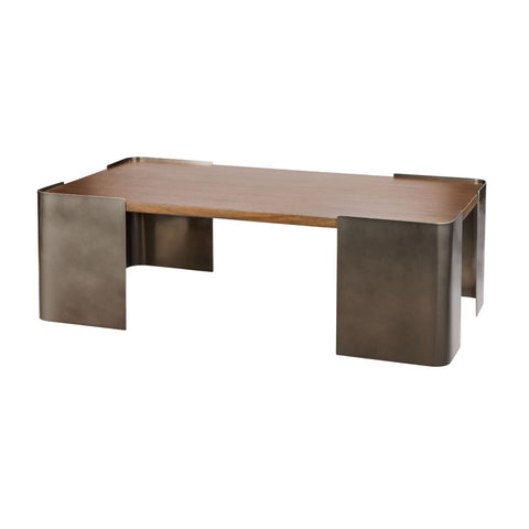 Grand Designs Asher Coffee Table Antique Chrome/Walnut 110x60x35 CM