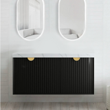 Otti Marlo Wall Hung Cabinet  Only 1200x460x550mm Matte Black Plywood w/ Black Handle (Cabinet Only) MA1200B