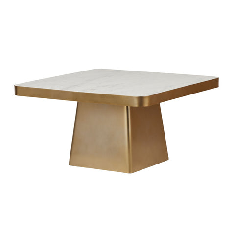 Grand Designs Dutton Coffee Table Gold/White Marble 80x80x40cm