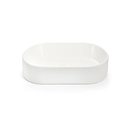 Amelie Deauville Above Counter Pill Basin 520x300x115mm (No Overflow) Gloss White BDOKIN520AVB