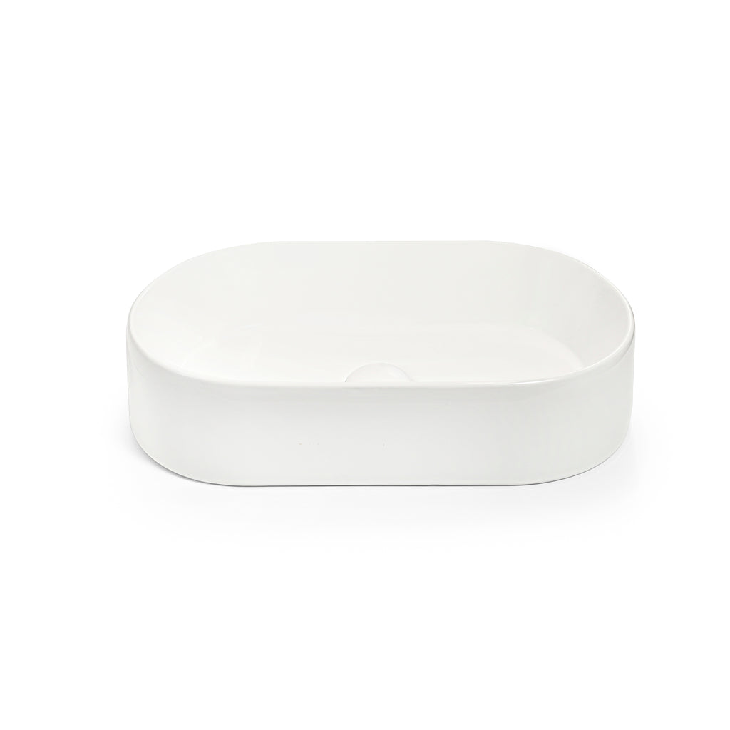 Amelie Deauville Above Counter Pill Basin 520x300x115mm (No Overflow) Matte White BDOKIN520AVB-MW