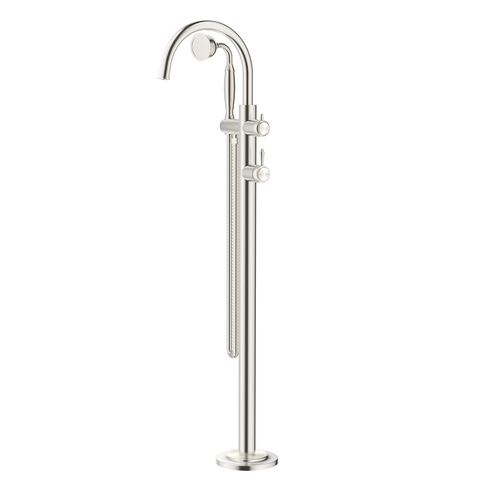 Bella Vista Mica Heritage Freestanding Bath Mixer with Hand Shower Brushed Nickel BFM-HS-4-BN