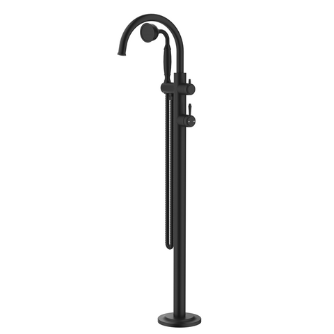 Bella Vista Mica Heritage Freestanding Bath Mixer with Hand Shower Black BFM-HS-4-BLK