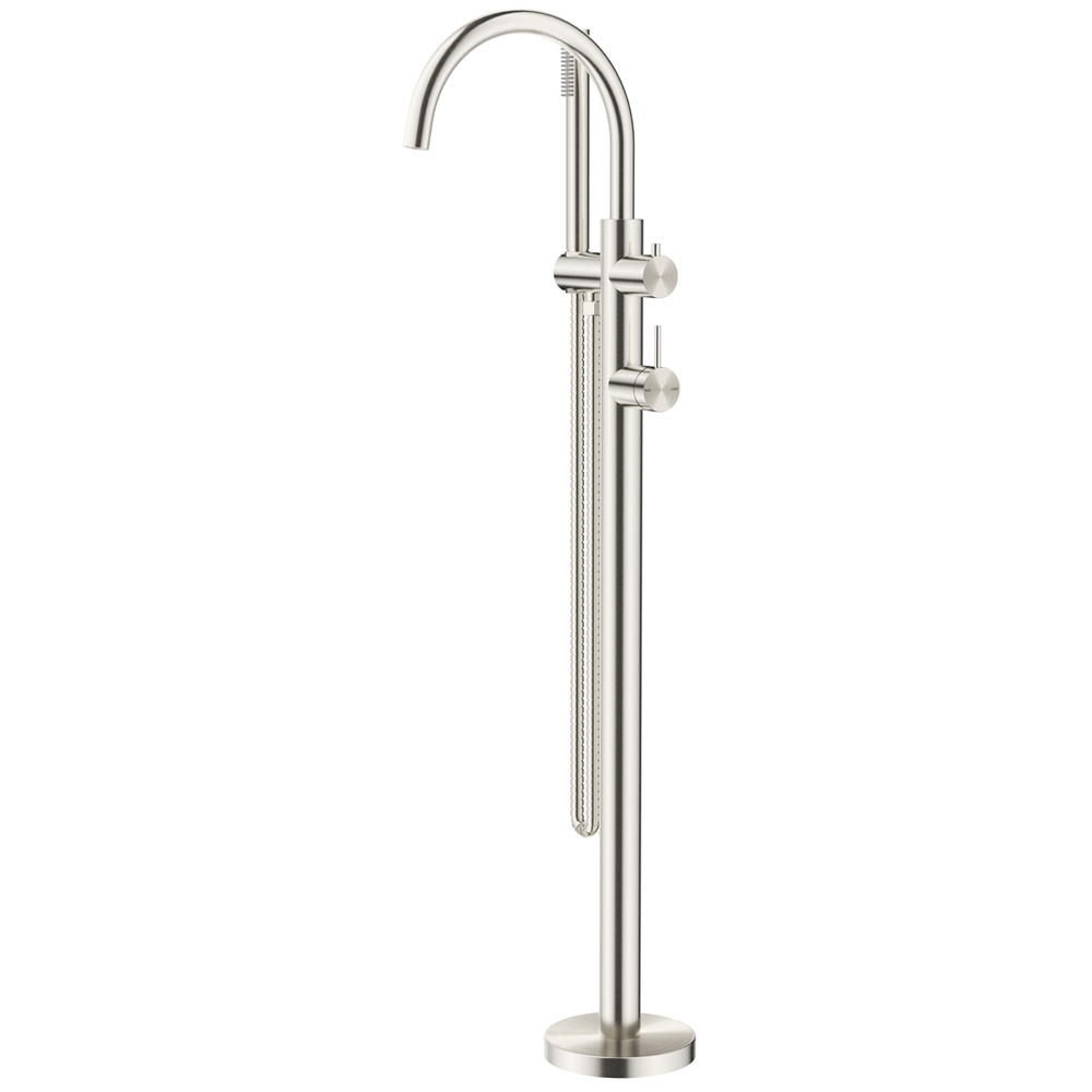 Bella Vista Mica Freestanding Bath Mixer with Hand Shower Brushed Nickel BFM-HS-5-BN