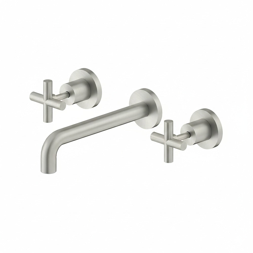 Nero X Plus Wall Basin Set 215mm Spout Brushed Nickel NR201607ABN