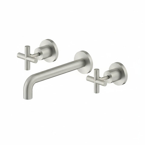 Nero X Plus Wall Basin Set 215mm Spout Brushed Nickel NR201607ABN