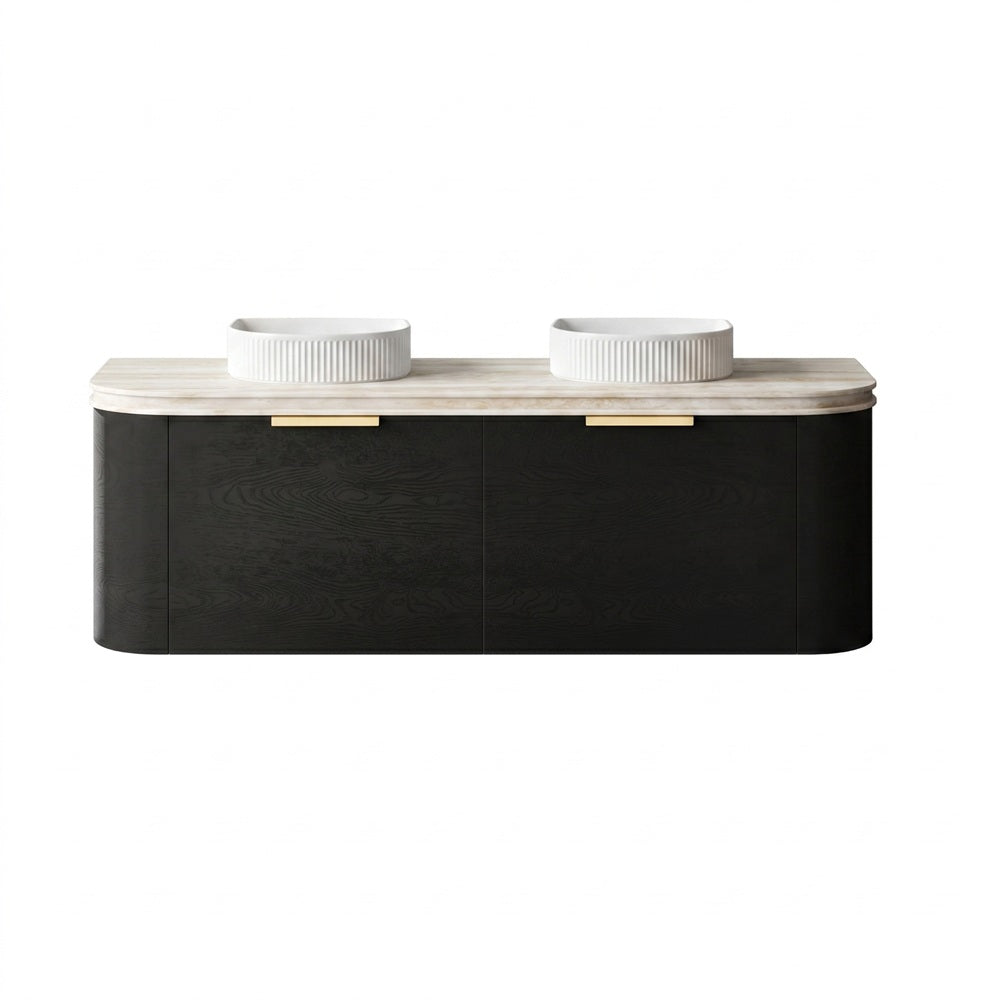 Otti Bondi Curve Wall Hung Vanity 1500mm Black Oak / Sand Dune Top BO1500BST-SD