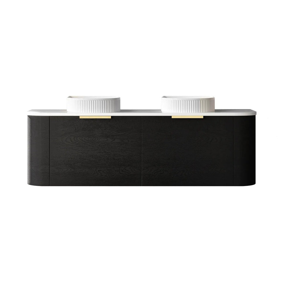 Otti Bondi Curve Wall Hung Vanity 1500mm Black Oak / Matte White Top BO1500BST-MW