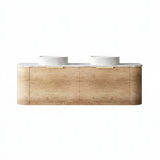 Otti Bondi Curve Wall Hung Vanity 1500mm Natural Oak / Natural Carrara Marble Top BO1500NST-NCA
