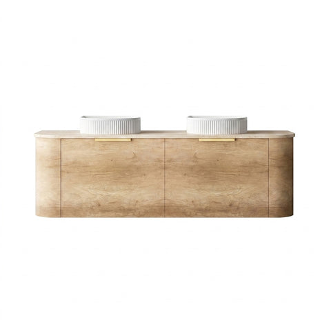 Otti Bondi Curve Wall Hung Vanity 1500mm Natural Oak / Sand Dune Top BO1500NST-SD