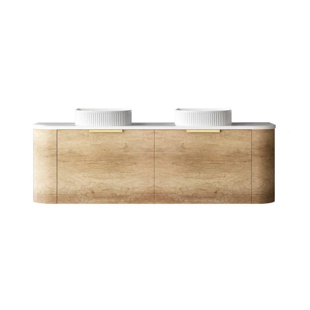 Otti Bondi Curve Wall Hung Vanity 1500mm Natural Oak / Matte White Top BO1500NST-MW
