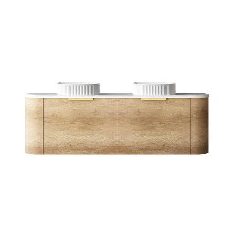 Otti Bondi Curve Wall Hung Vanity 1500mm Natural Oak / Matte White Top BO1500NST-MW