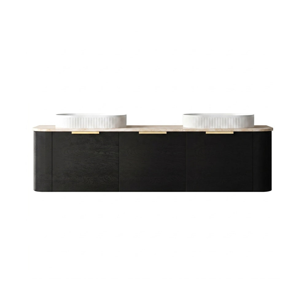 Otti Bondi Curve Wall Hung Vanity 1800mm Black Oak / Sand Dune Top BO1800BST-SD