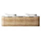 Otti Bondi Curve Wall Hung Vanity 1800mm Natural Oak / Matte White Top BO1800NST-MW
