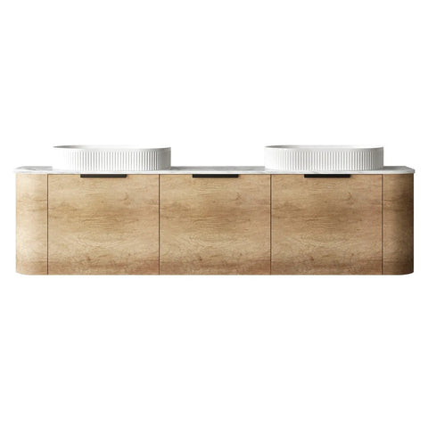 Otti Bondi Curve Wall Hung Vanity 1800mm Natural Oak / Matte White Top BO1800NST-MW