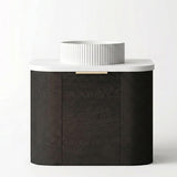 Otti Bondi Curve Wall Hung Vanity 600mm Black Oak / Matte White Top BO600BST-MW