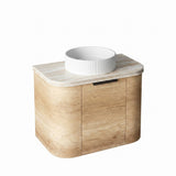 Otti Bondi Curve Wall Hung Vanity 600mm Natural Oak / Sand Dune Top BO600NST-SD